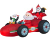 . Santa Claus In His Race Car with Penguins Airblown Inflatable